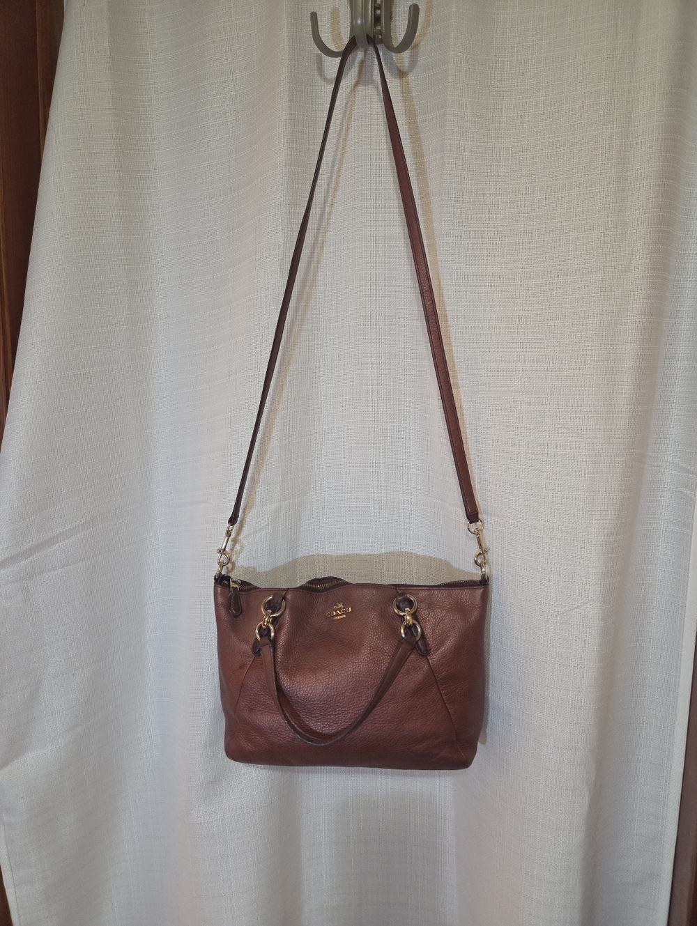 COACH KELSEY SATCHEL IN METALLIC LEATHER WITH EXOTIC TRIM (COACH F55514)